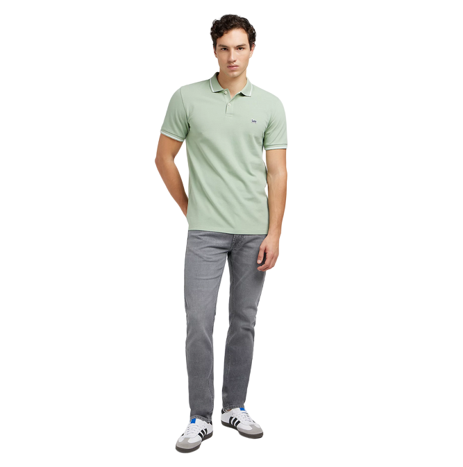 Lee Polo Manica Corta Uomo Cotone Piqué Verde Salvia - 112349953