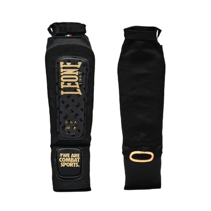 Leone Paratibia DNA PT123 Nero – Paratibia unisex, protezione kickboxing e muay thai, chiusura velcro