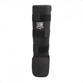 Leone Paratibia Basic PT132 Nero – Paratibia unisex, protezione allenamento, chiusura velcro regolabile