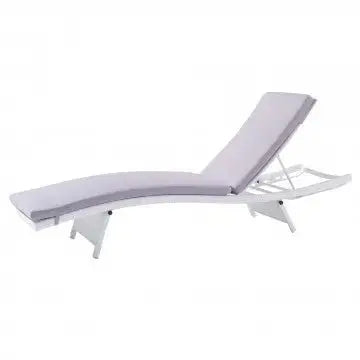 Lettino Honolulu con Cuscino, Cuscino Grigio Chiaro, cm 67x206x32