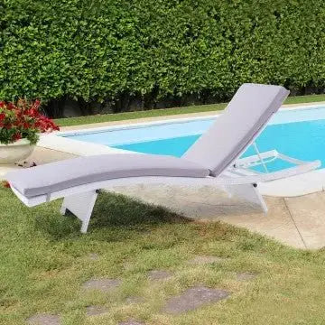 Lettino Honolulu con Cuscino, Cuscino Grigio Chiaro, cm 67x206x32