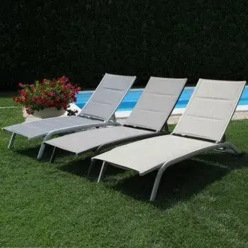 Liege Itaca Stapelbar: Aluminium Taupe, Textilene Gepolstert Ecru', cm 194x71x83