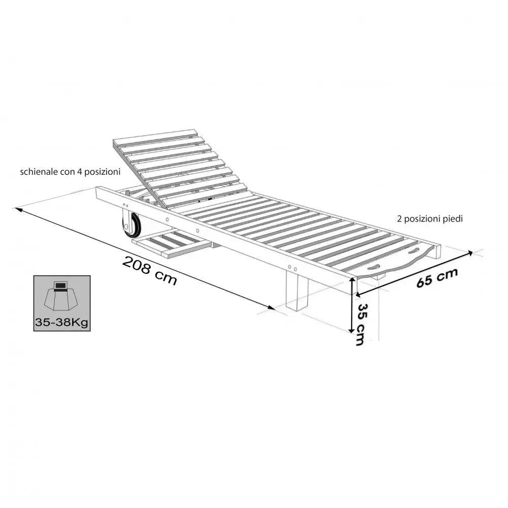 Liege Lidia aus massivem Teakholz 208x65x35cm