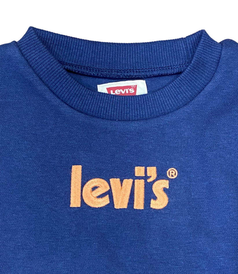 Levi's Kids Felpa da bambino  e ragazzo con logo ricamato 9EH066-BCF blu accademico