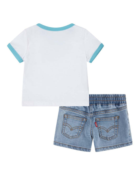 Levi's Kids completino infant T-shirt e Short in jeans 6EH020-W1T bright white