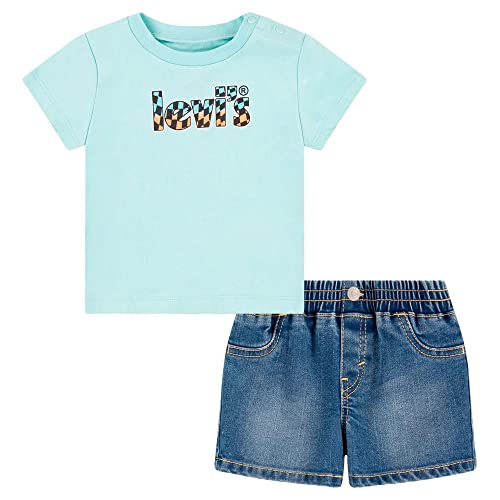 Levi's Kids completino infant maglietta manica corta e pantaloncino in jeans 6EH344 E2D turchese