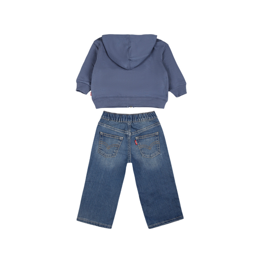Levi's Kids completo da bimbo felpa con cappuccio-maglietta-pantalone 6EL340 C1E indaco