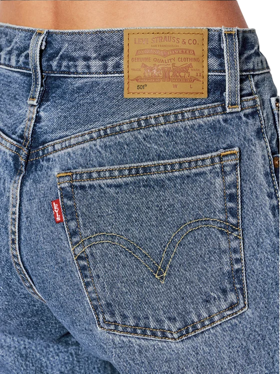 Levi's Jeans 501 Cropped Donna 36200-0236 Blu Medio Vita Alta Bottoni