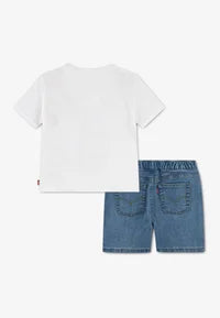 Levi's Kids Skater completo Tee & Denim - T-shirt con stampa - 6EP629-W1T bianco