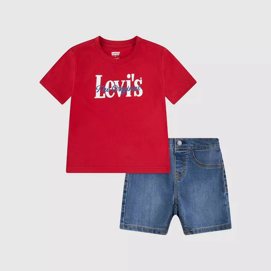 Levi's Kids completo Tee & Denim - T-shirt con stampa - 6EP622-RCU rosso