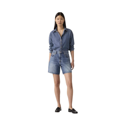 Levi's Women's High-Waisted Oversized Shorts A93110005 Worn Memory Blue
