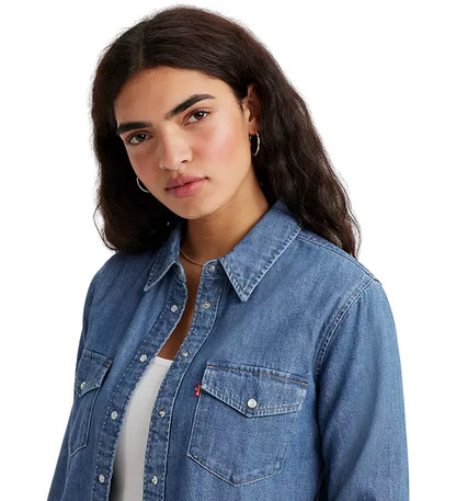 Levi's camicia da donna in jeans Westers Iconic 16786-0017 blu medio