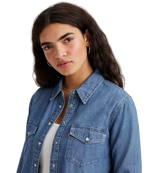 Levi's camicia da donna in jeans Westers Iconic 16786-0017 blu medio