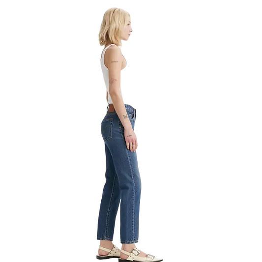 Levi's pantalone jeans a vita alta con gamba dritta 501 accorciato A87460001 blu