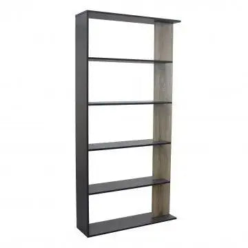Bücherregal Alisha Grau und Natur, 90x23,5x180