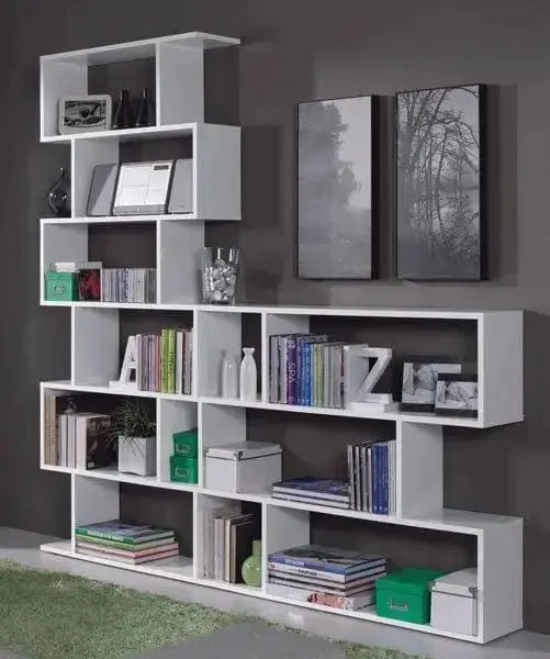 Libreria Modulare Athena Bianca con Struttura in Legno MDF
