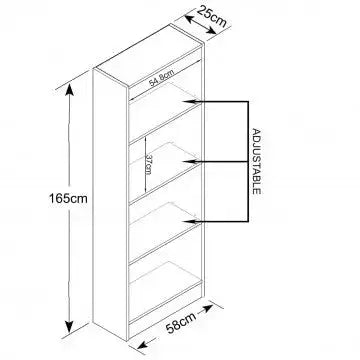 Bücherregal Line Weiß, 60x24x170