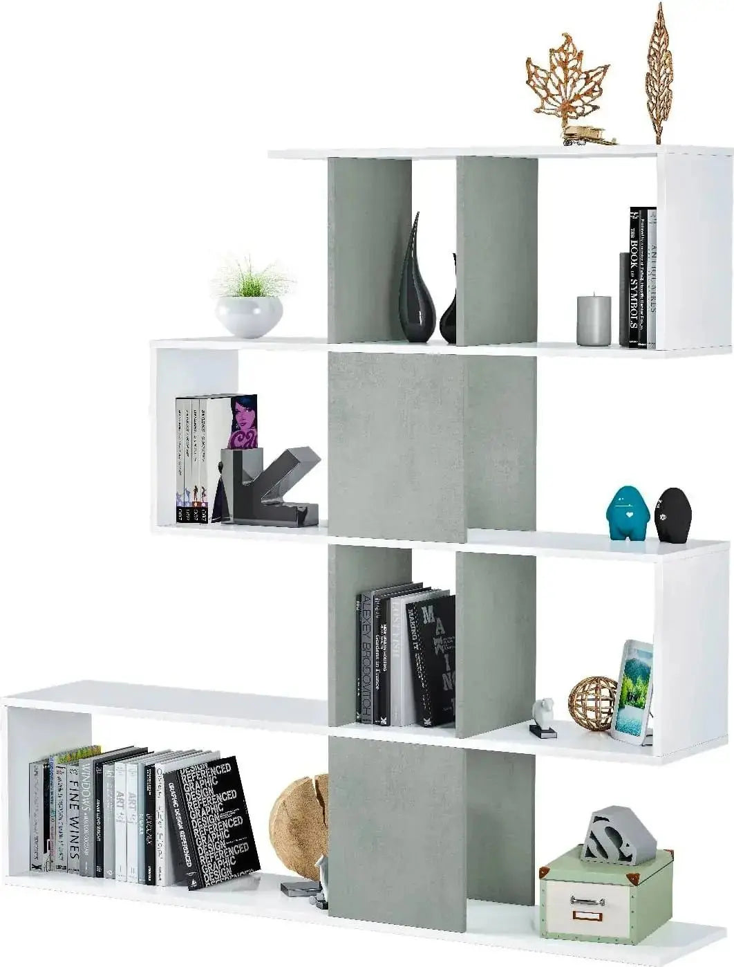 Libreria Zig-Zag in Cemento Bianco 145x145x30 cm