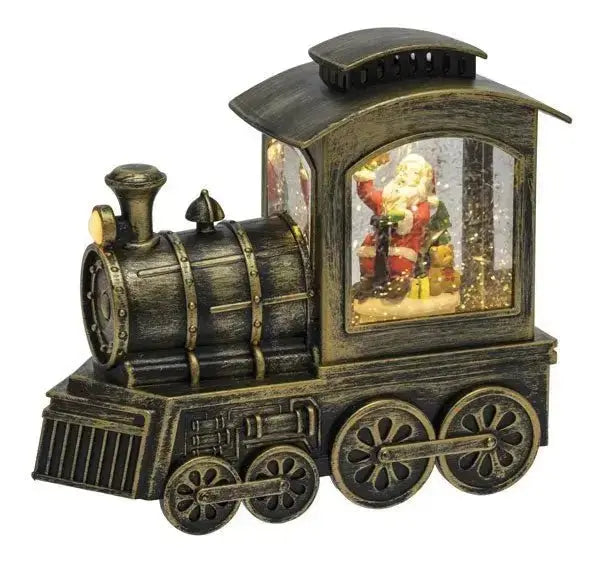 Locomotiva natalizia led con glitter e acqua in movimento