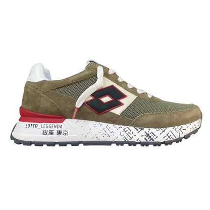 Lotto Leggenda Tokyo Ginza PRT Lifestyle Sneakers Uomo Oliva Nero Rosso - 222656-DC0