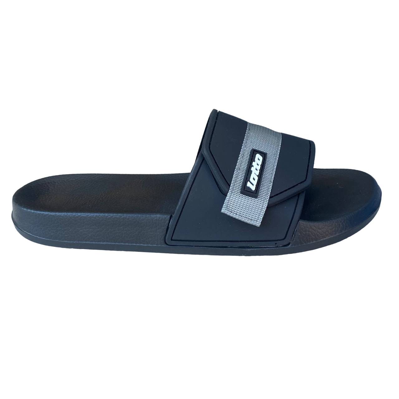 Lotto ciabatta da piscina o mare con fascia a strappo 219535 9JT nero grigio