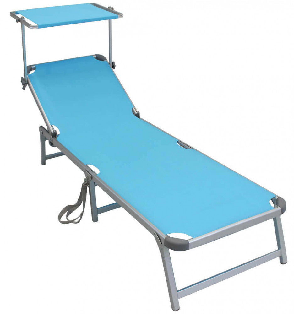 Liege Riccione aus blauem Textilene mit Aluminiumgestell