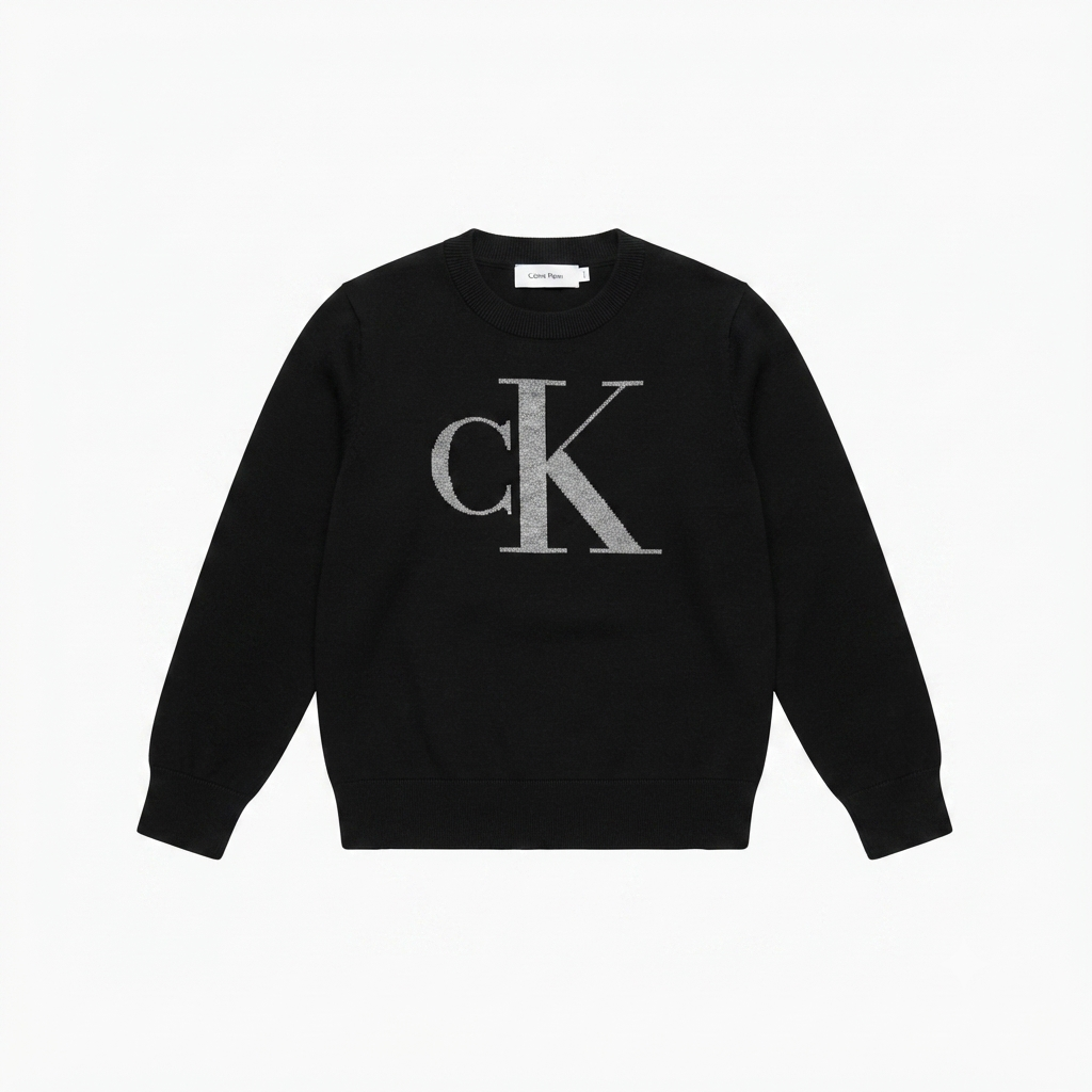 Calvin Klein Junior Maglia Monogram Regular LVCKTJF02BT Nera