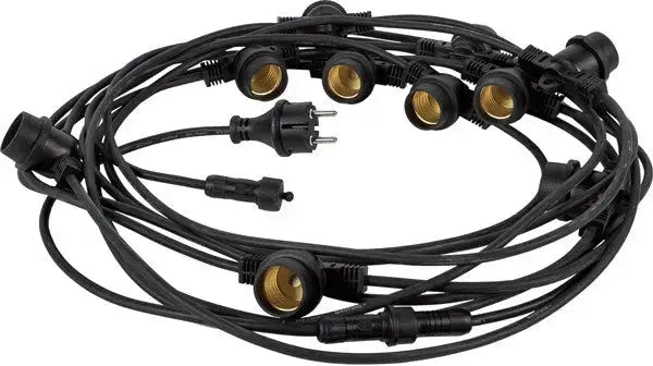 Lichterkette verläng. 10fl. E27 10+1,5m. schwarz
