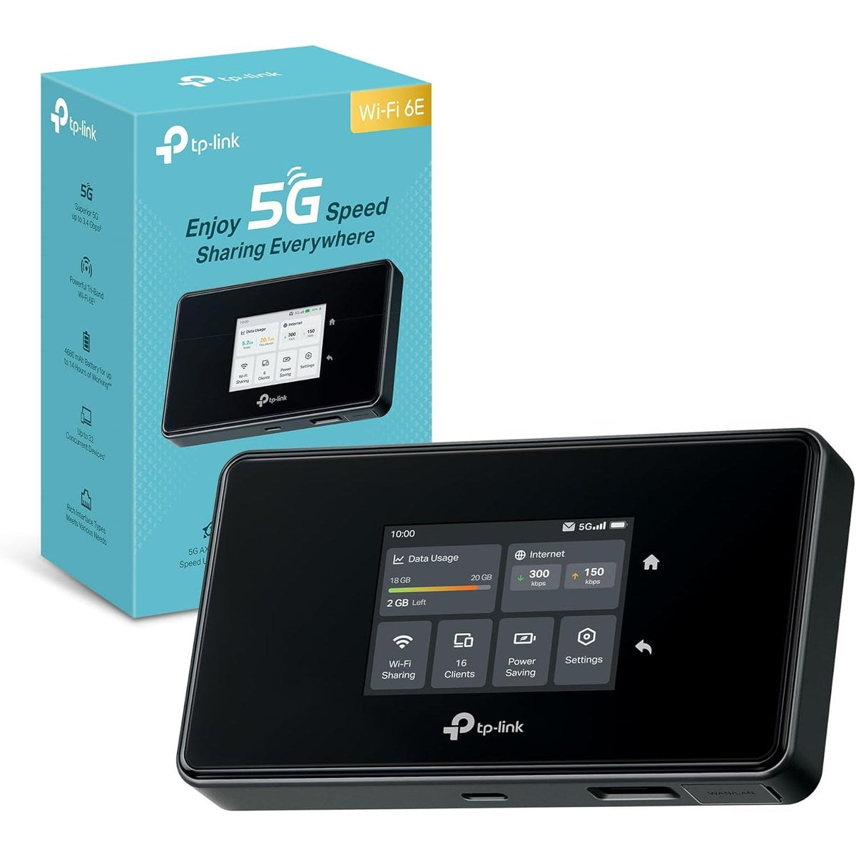 M8550 Saponetta WiFi 5G, WiFi 6E AXE3600Mbps, Batteria 4700mAh, Porta Gigabit, Touch