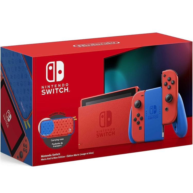 Nintendo Switch Konsole 1.1 Mario Red & Blue Special Edition + Tragetasche