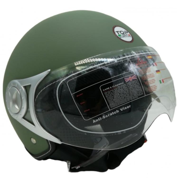 Casco Jet Sirio Matt Moto Scooter Omologato Ece Visiera Removibile (Verde Tg.M)