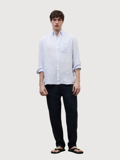 ADAN SHIRT MAN Weiß Hellblaue Streifen | ECOALF