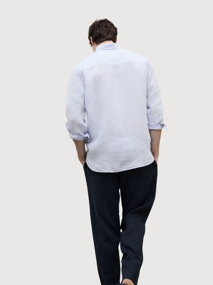 ADAN SHIRT MAN Weiß Hellblaue Streifen | ECOALF
