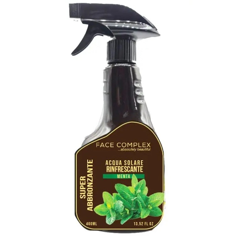 Face Complex Sonnenwasser mit Minze, Bräunung, parfümiertes Spray für Gesicht, Beine, Körper