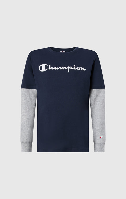 Champion T-shirt Manica Lunga Ragazzo 307324-BS501 Blu - T-shirt Junior