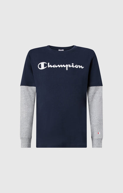 Champion T-shirt Manica Lunga Ragazzo 307324-BS501 Blu - T-shirt Junior