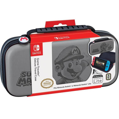 Nintendo Switch Deluxe-Reiseetui Schutzhülle Super Mario Grau Kompatibel mit OLED/Lite