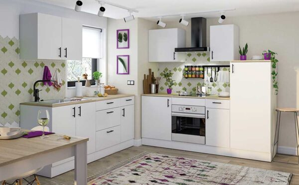 Mobile Base 60x60x90h Kira 3 Cassetti MDF Bianco/Rovere – Cucina e Casa