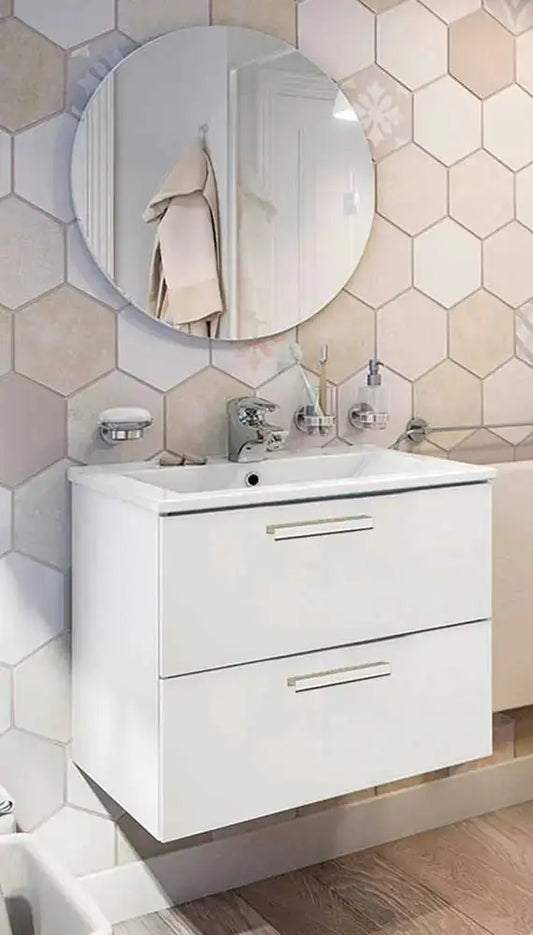Eco kit 80 bathroom cabinet 2 drawers glossy white 80x45x50h