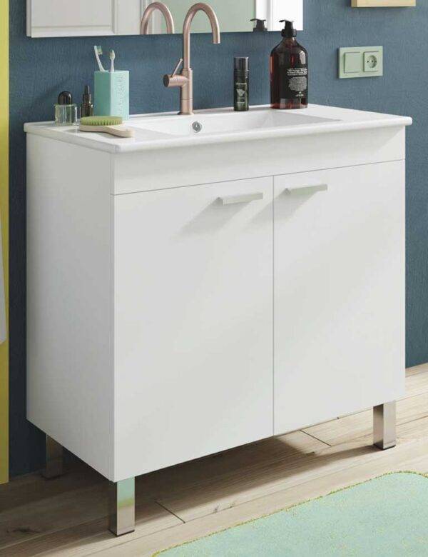 Badezimmermöbel Atenea 80 2 Türen Hochglanzweiß 80x45x80h