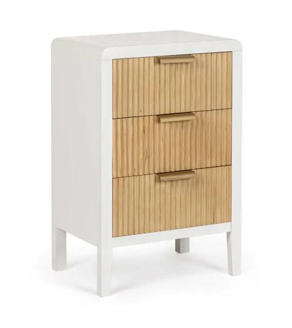 Kommode mit 3 Schubladen Charley weiß - natur 40X30X62H