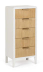 Chest of drawers with 5 drawers in white and natural wood - 40X30X92H