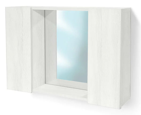 Mobile pensile bagno 60 cm – Specchio e 2 ante, bianco