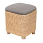 Storage stool in natural fiber – Orange, natural and gray cushion