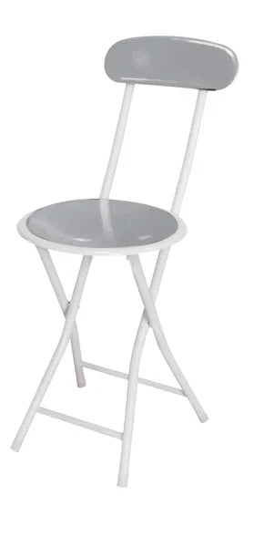 Sgabello alto richiudibile con spalliera – Pippo Glossy, grigio