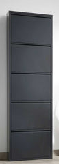 Space-Saving Metal Shoe Cabinet with 5 Drop-Down Doors