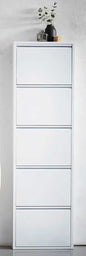 Space-Saving Metal Shoe Cabinet with 5 Drop-Down Doors