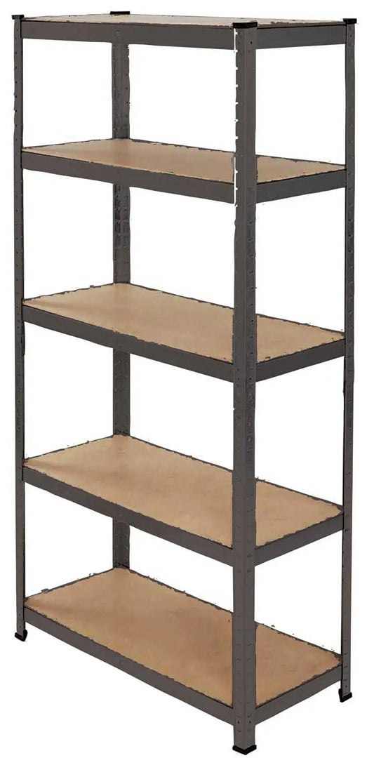 Black Steel Shelf 5 Shelves – MDF, 90x40x180 cm, 175 kg capacity