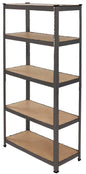 Black Steel Shelf 5 Shelves – MDF, 90x40x180 cm, 175 kg capacity
