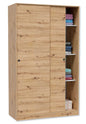Sliding wardrobe 2 doors 120x50x200h in knotty oak with internal shelves